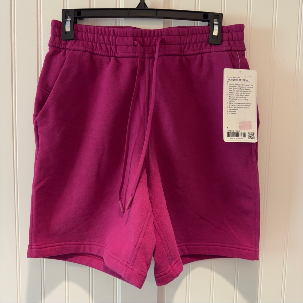 NWT Lululemon Loungeful High-Rise Short 7" Sz 6 Magenta Smoke